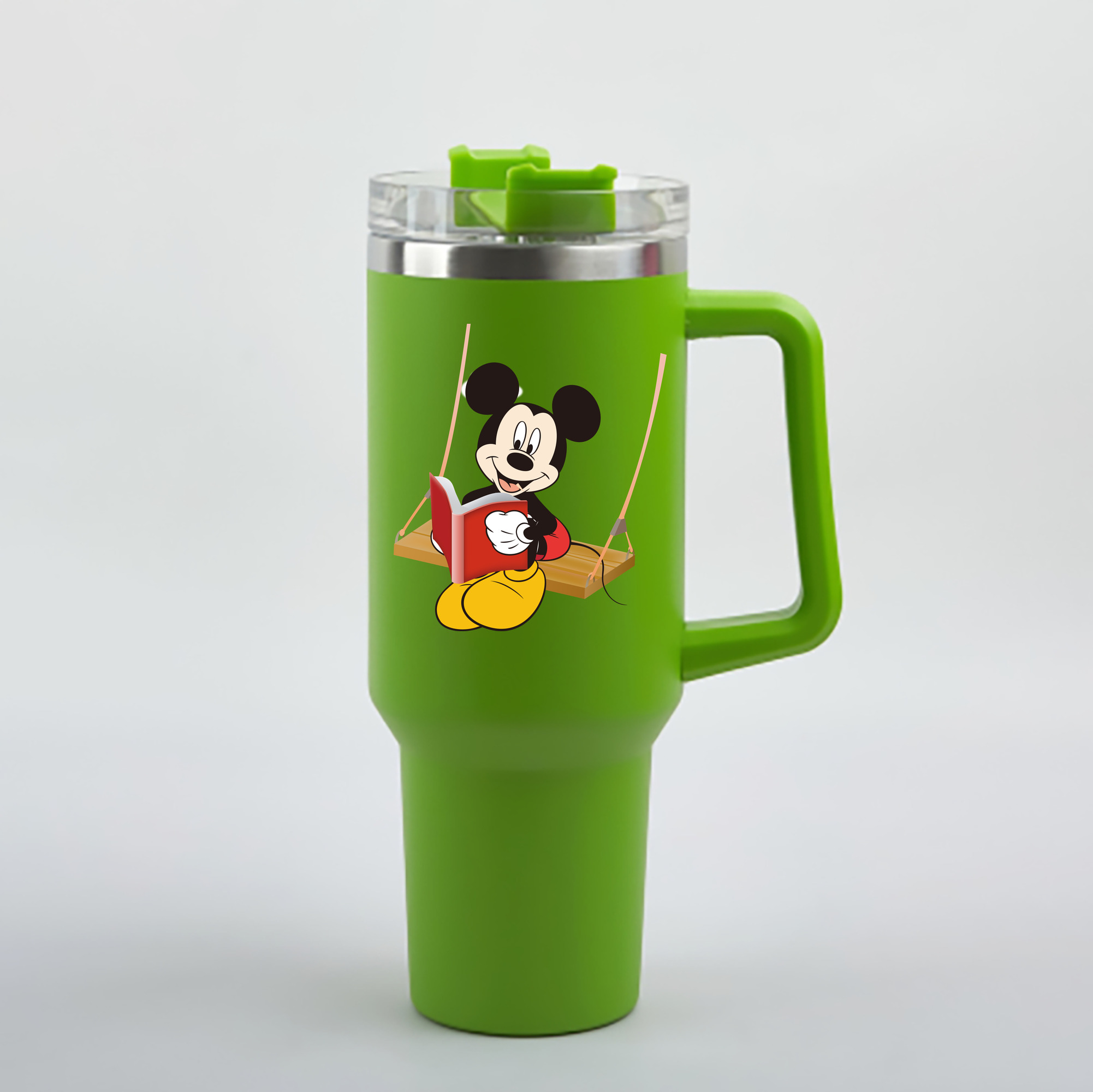 （画像用） ミッキーマウス Mickey Mouse 1200mL車用タンブラー - クリスタルステッカー（プラスチックストロー付き）